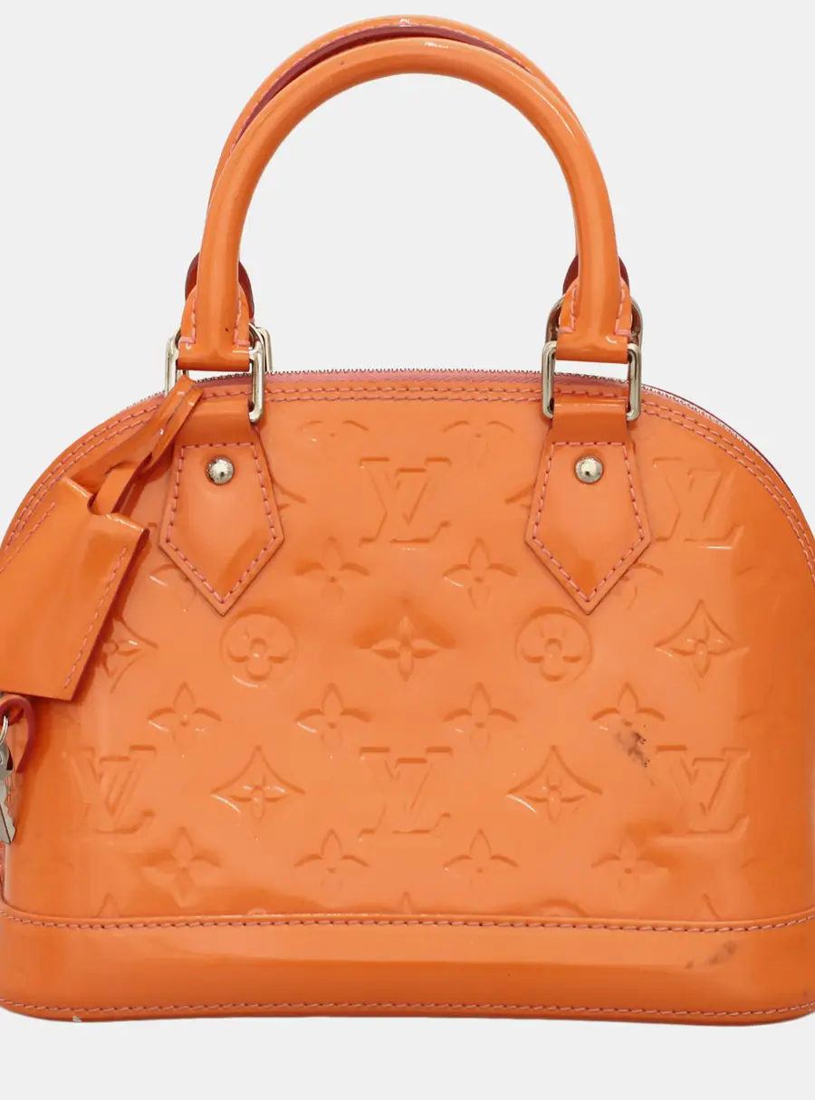Louis Vuitton Alma BB Orange Monogram Vernis Leather Top Handle Bag