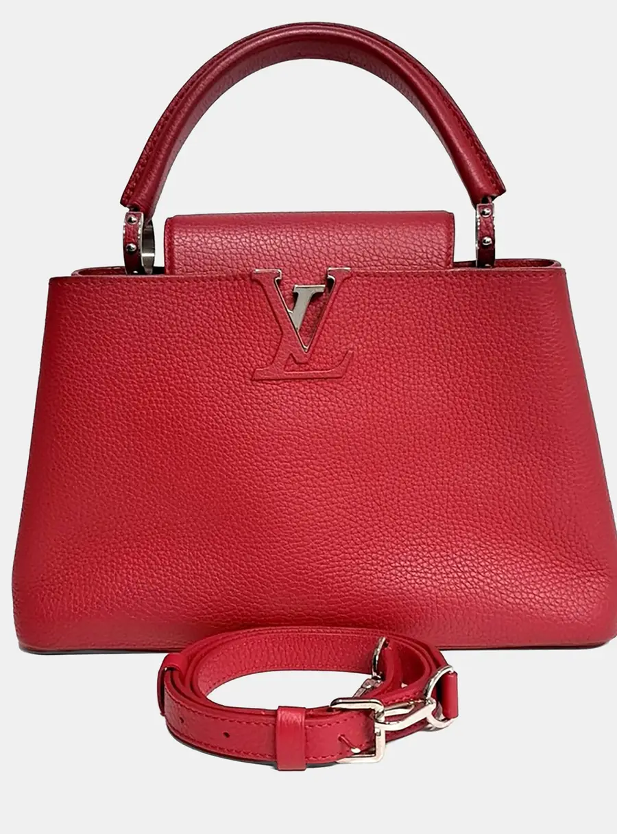 Louis Vuitton Capucines PM Red Taurillon Leather Top Handle Bag