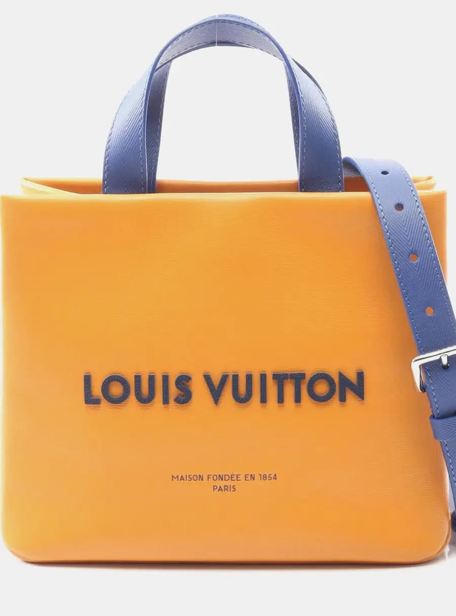 Louis Vuitton Mini Shopper Tote Bag Leather Handbag Orange