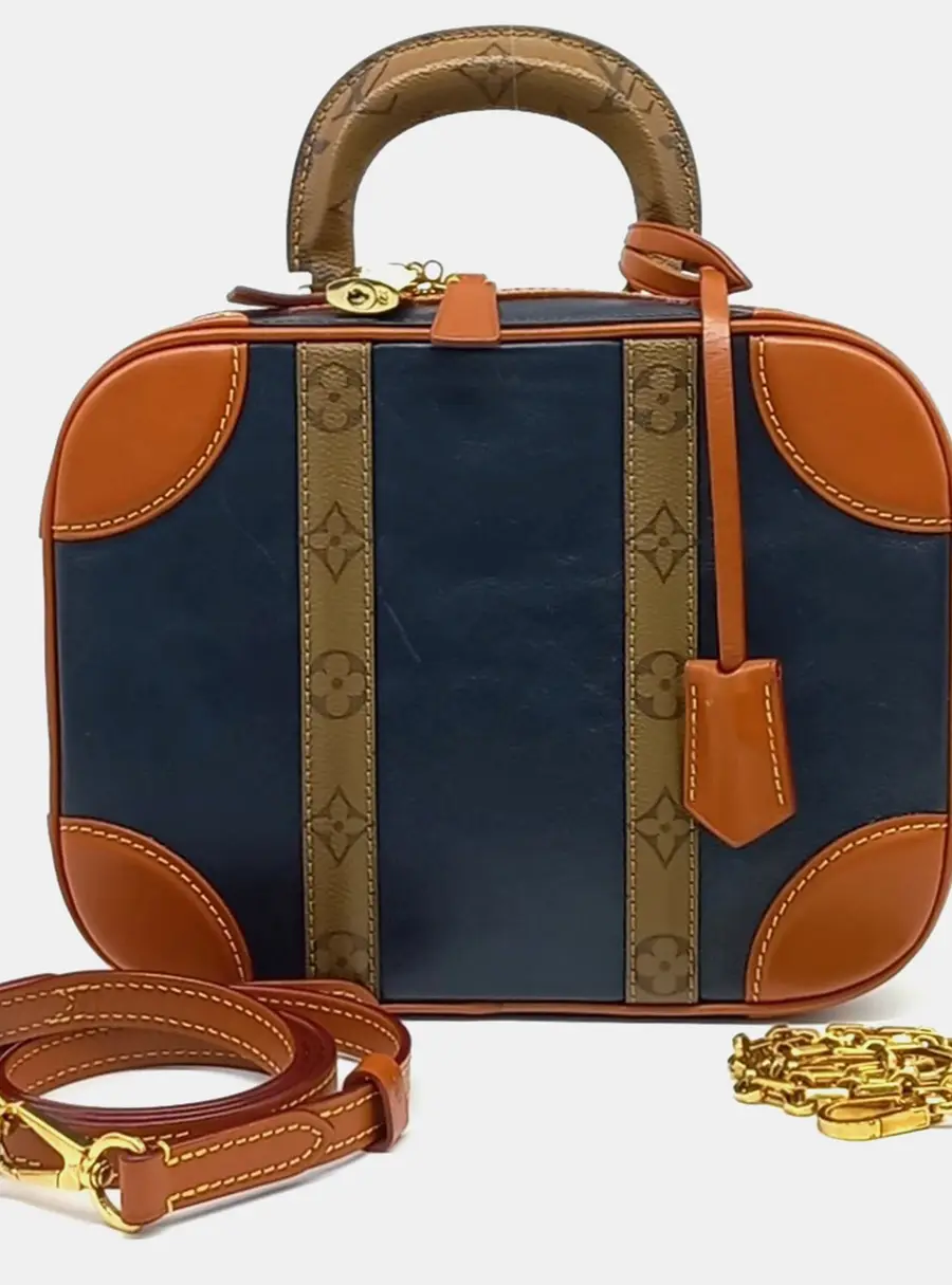 Louis Vuitton Balijet Blue Monogram Canvas Leather Top Handle Bag