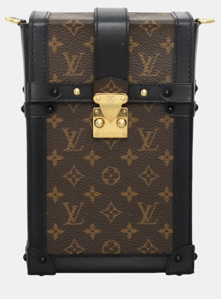 Louis Vuitton Vertical Trunk PM Monogram Canvas Black Leather Shoulder Bag