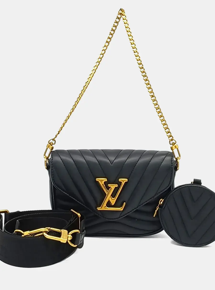 Louis Vuitton New Wave Multi Pochette MM Black Calfskin Leather Crossbody Bag