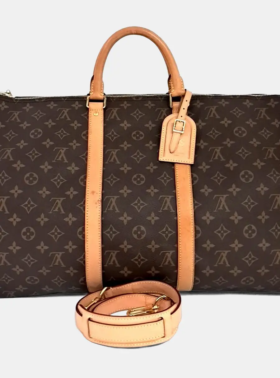 Louis Vuitton Brown PVC Monogram Bandouliere Keepall 50