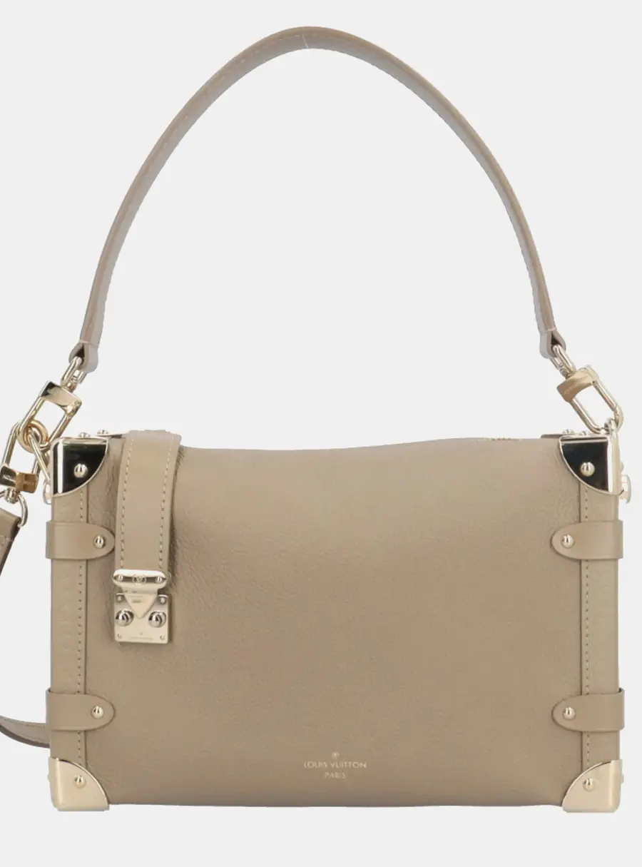 Louis Vuitton Side Trunk MM Beige Leather Shoulder Bag