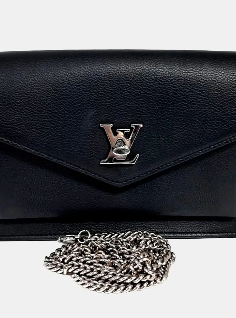 Louis Vuitton Black Leather Pochette My Lock Me Chain Crossbody Bag