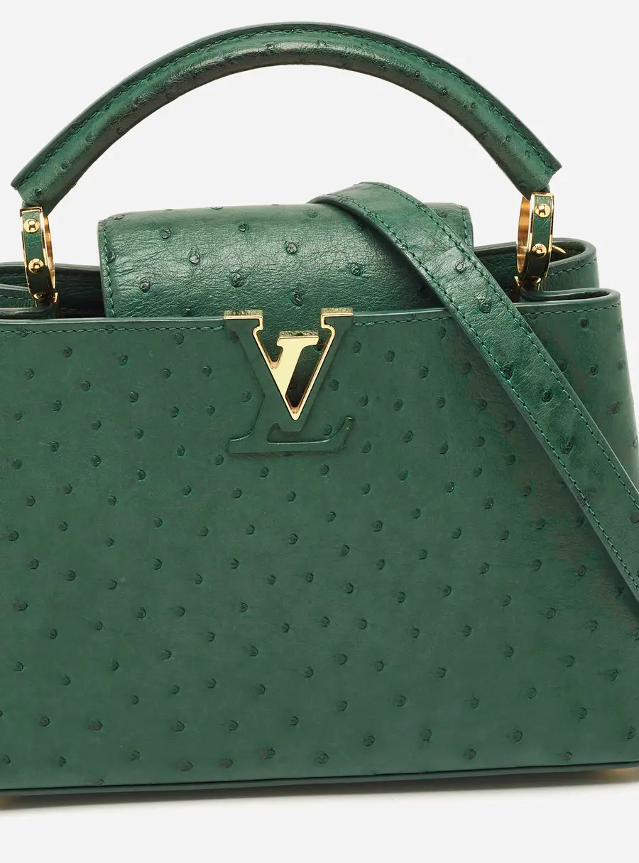 Louis Vuitton Capucines BB Green Ostrich Top Handle Bag