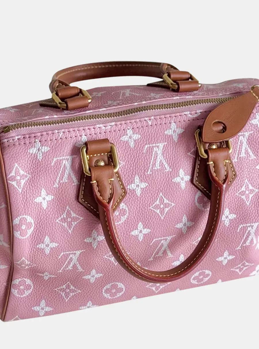 Louis Vuitton Speedy 25 Pink Monogram Empreinte Leather Top Handle Bag
