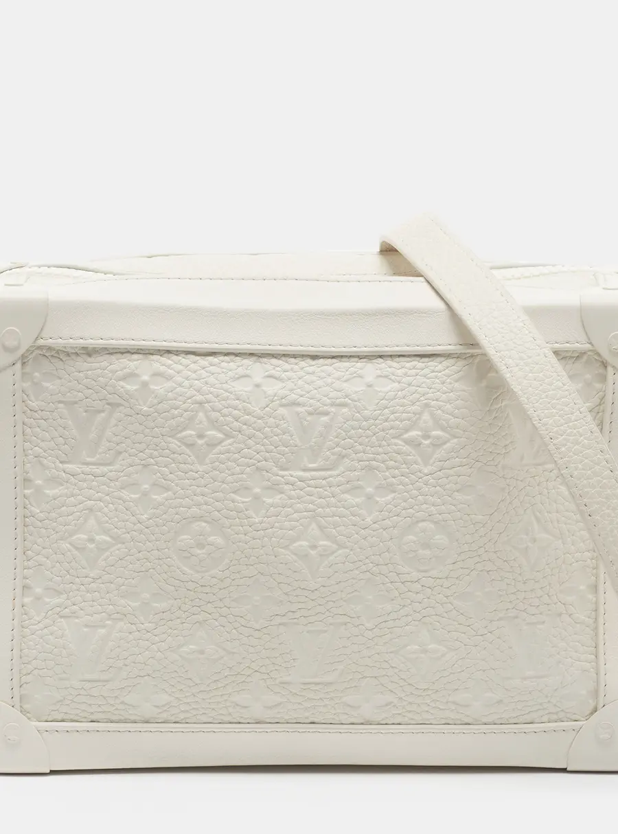 Louis Vuitton Soft Trunk Powder White Monogram Taurillon Leather Shoulder Bag