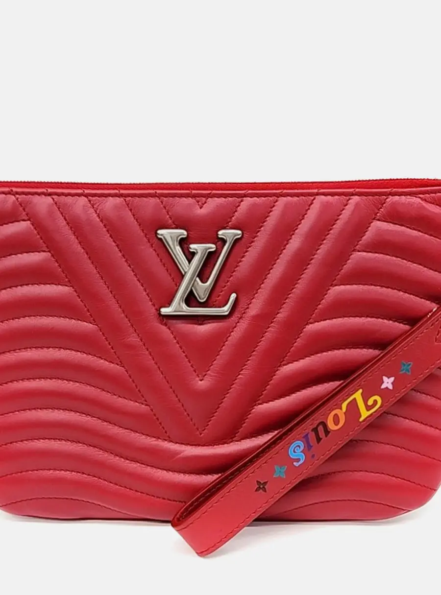 Louis Vuitton New Wave Zip Pochette Red Leather Pouch Bag