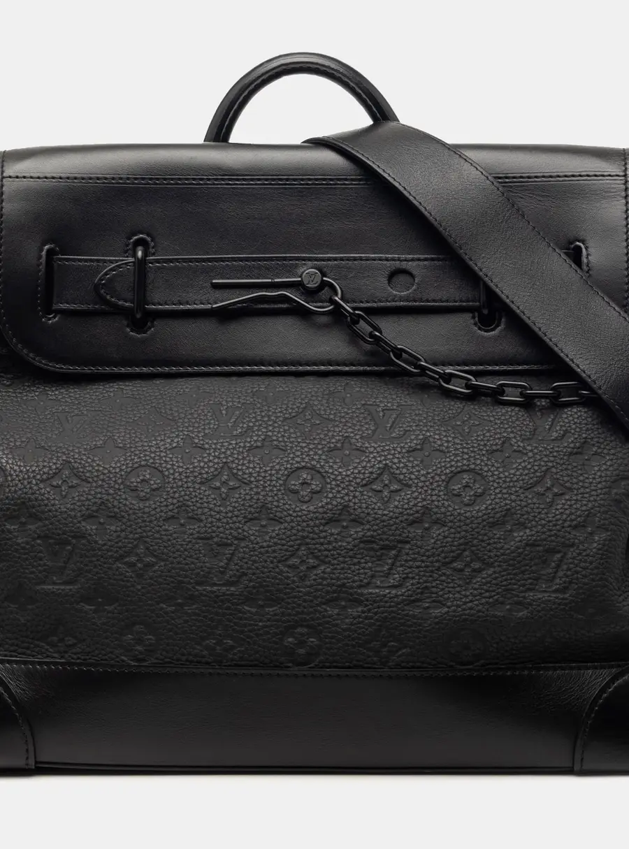 Louis Vuitton Steamer PM Black Monogram Taurillon Leather Messenger Bag