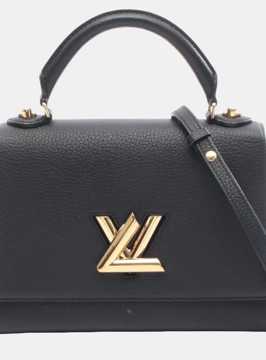 Louis Vuitton Twist One Handle MM Black Taurillon Leather Top Handle Bag
