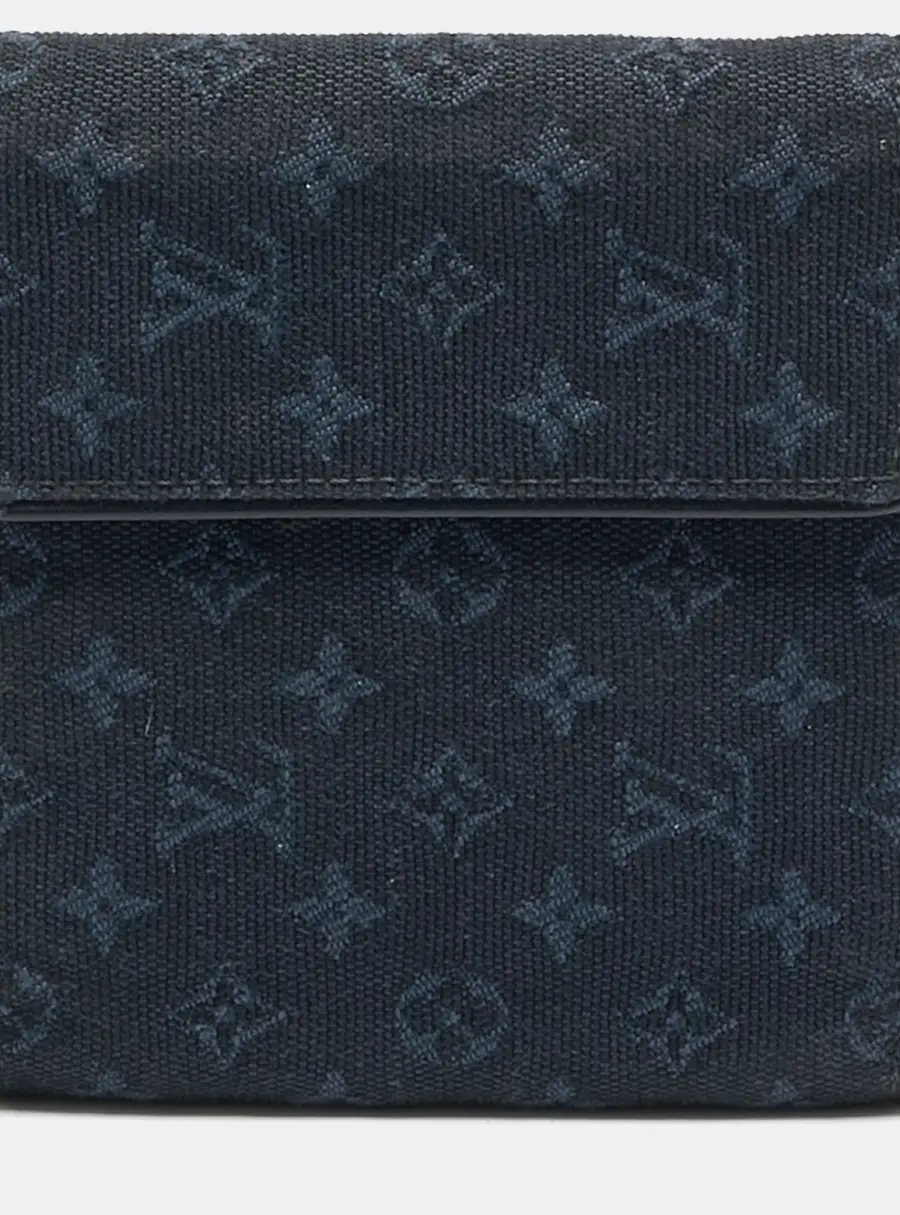 Louis Vuitton Navy Blue Monogram Mini Lin Canvas Compact Wallet