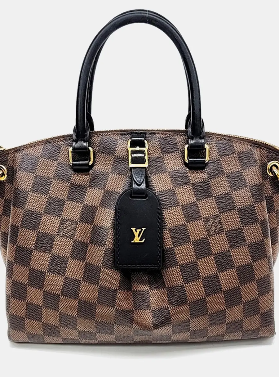 Louis Vuitton Black Brown Coated Canvas Damier Odeon Tote PM