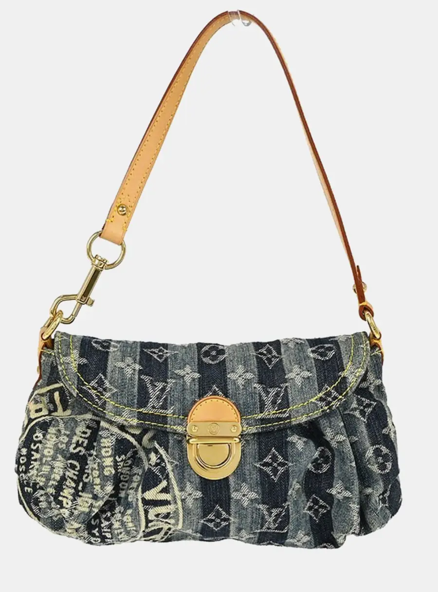 Louis Vuitton Mini Pleaty Raye Blue Monogram Denim Leather Shoulder Bag