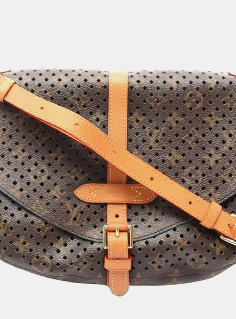 Louis Vuitton Flore Saumur 30 Brown Monogram Perforated Canvas Shoulder Bag