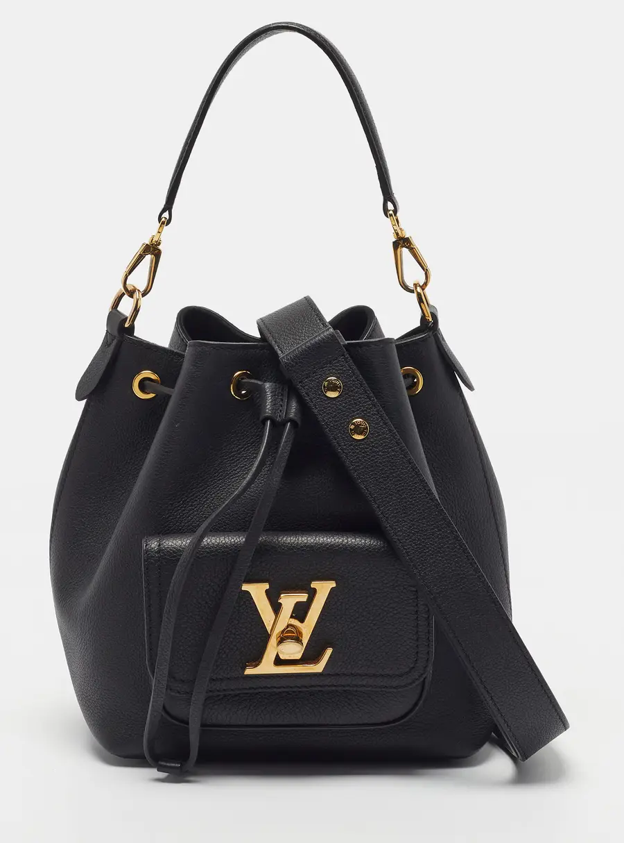 Louis Vuitton Lockme Black Leather Bucket Bag