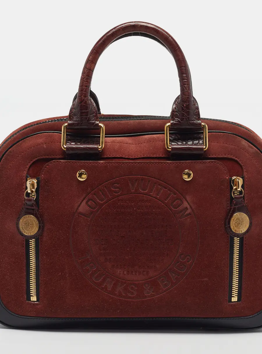 Louis Vuitton Havane Stamped GM Brun Suede Bag