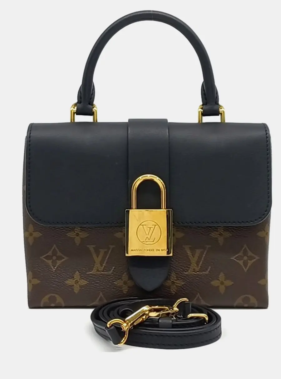 Louis Vuitton Rocky BB Monogram Canvas Black Smooth Leather Top Handle Bag
