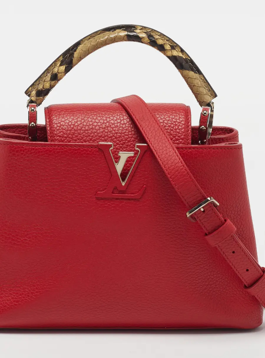 Louis Vuitton Capucines BB Red/Beige Leather and Python Bag