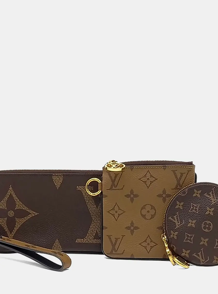 Louis Vuitton Monogram Giant Reverse Monogram Canvas and Monogram Canvas Trio Pouch Brown Multi Monogram Canvas Bag
