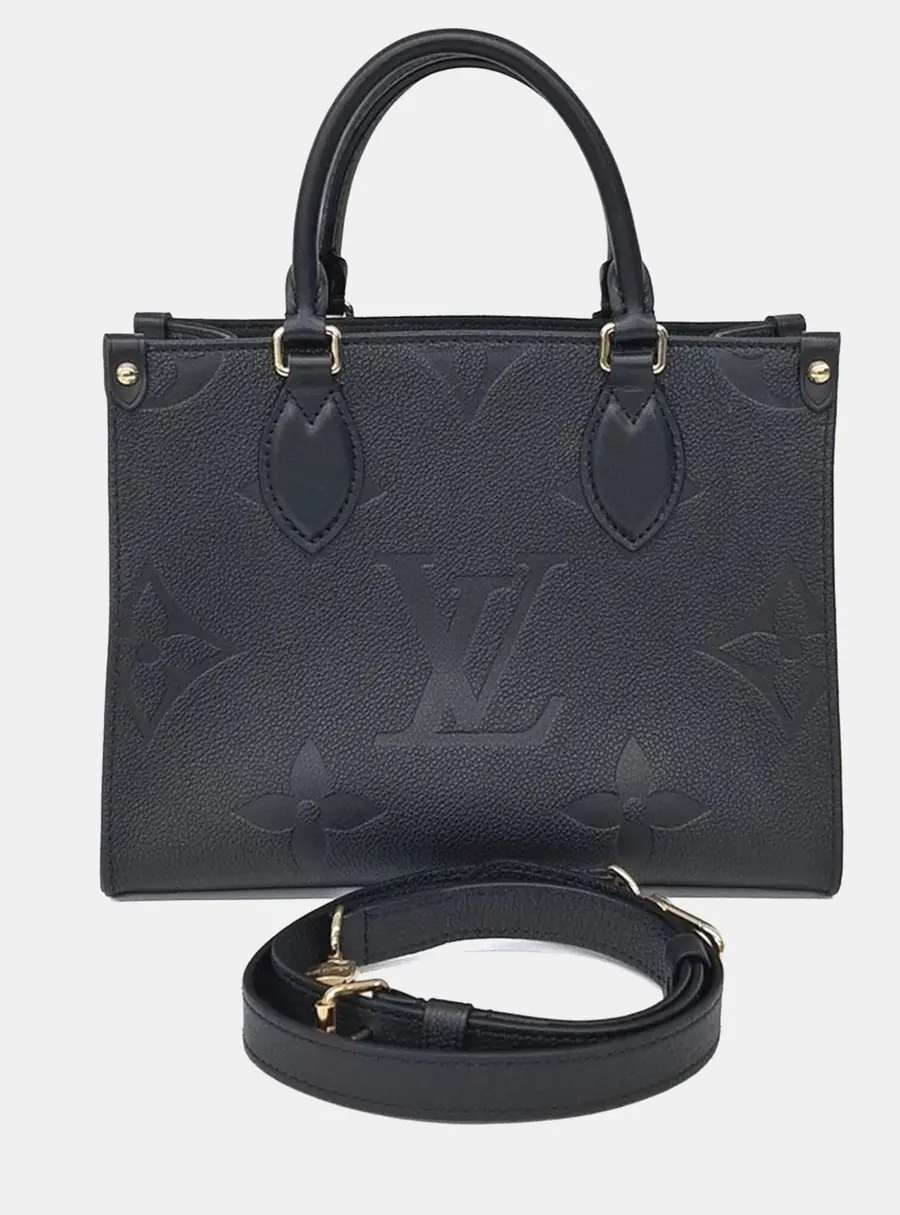 Louis Vuitton OnTheGo PM Black Monogram Empreinte Leather Top Handle Bag