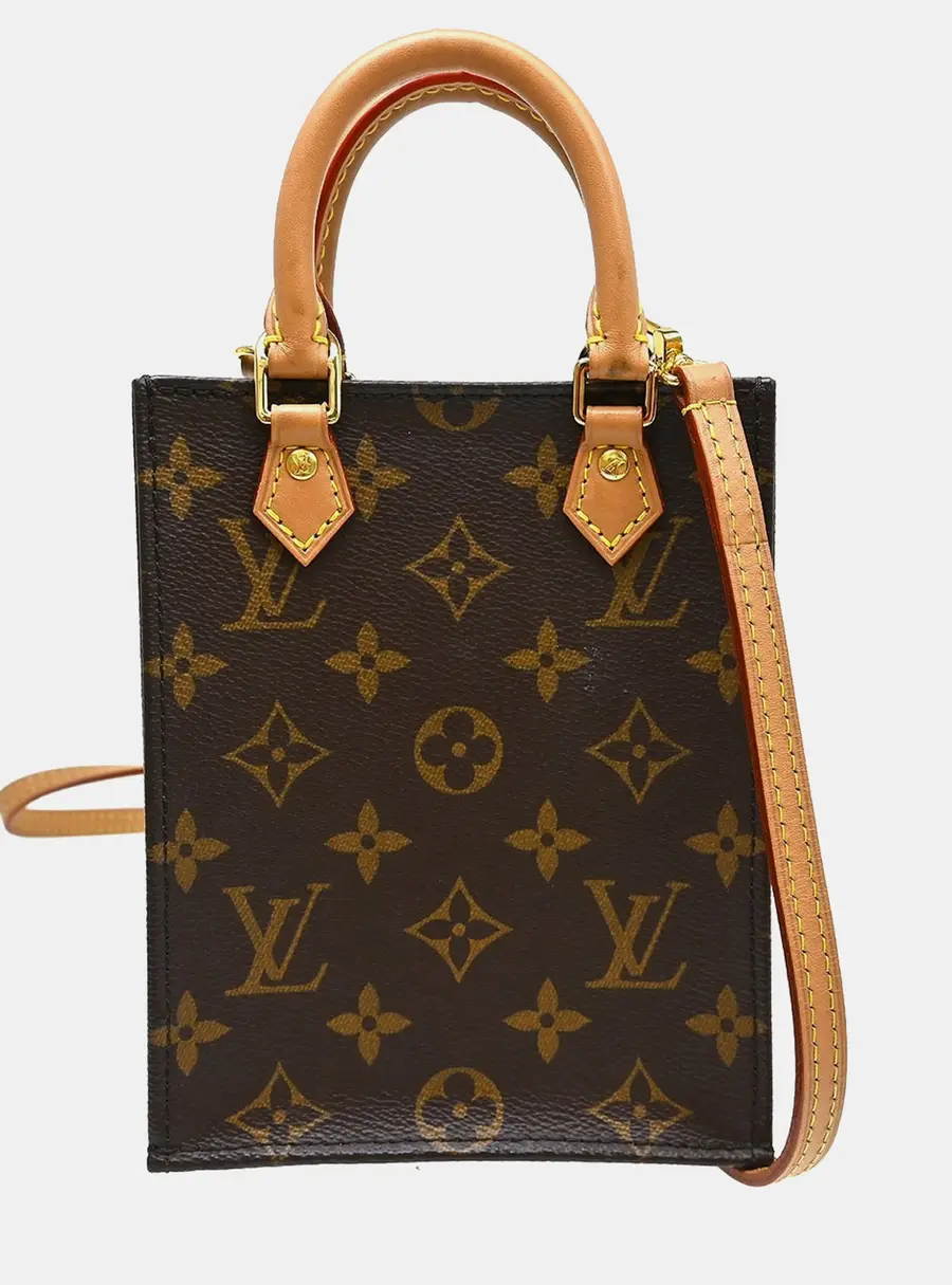Louis Vuitton Petit Sac Plat Monogram Canvas Top Handle Bag