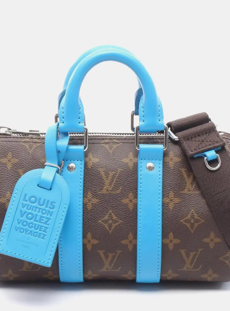 Louis Vuitton Keepall Bandouliere 25 Gaston Blue Monogram Macassar Coated Canvas Leather Crossbody Bag