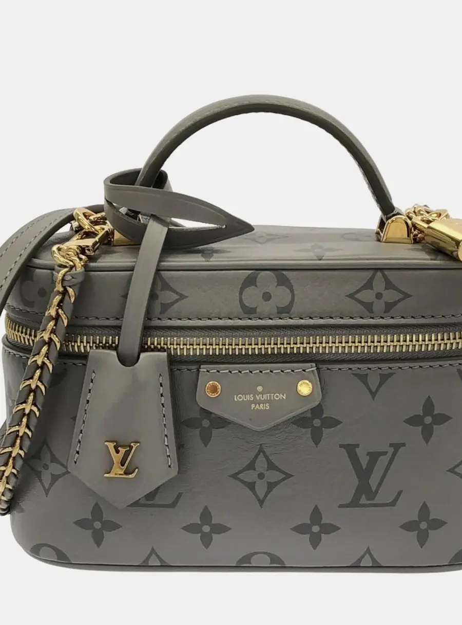 Louis Vuitton Vanity Chain Pouch Trianon Grey Monogram Calfskin Leather Shoulder Bag