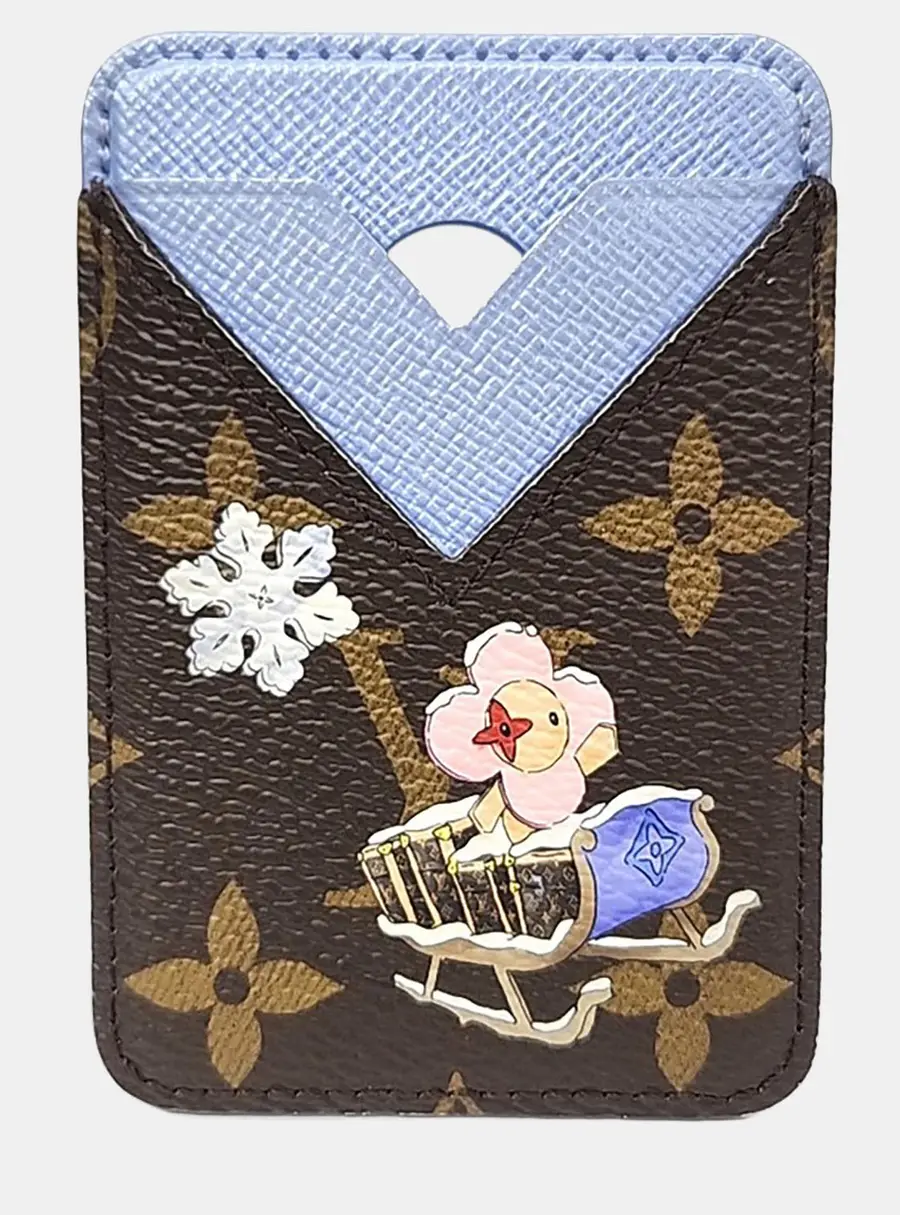 Louis Vuitton Sky Blue/Brown Coated Canvas Magnetic Card Holder