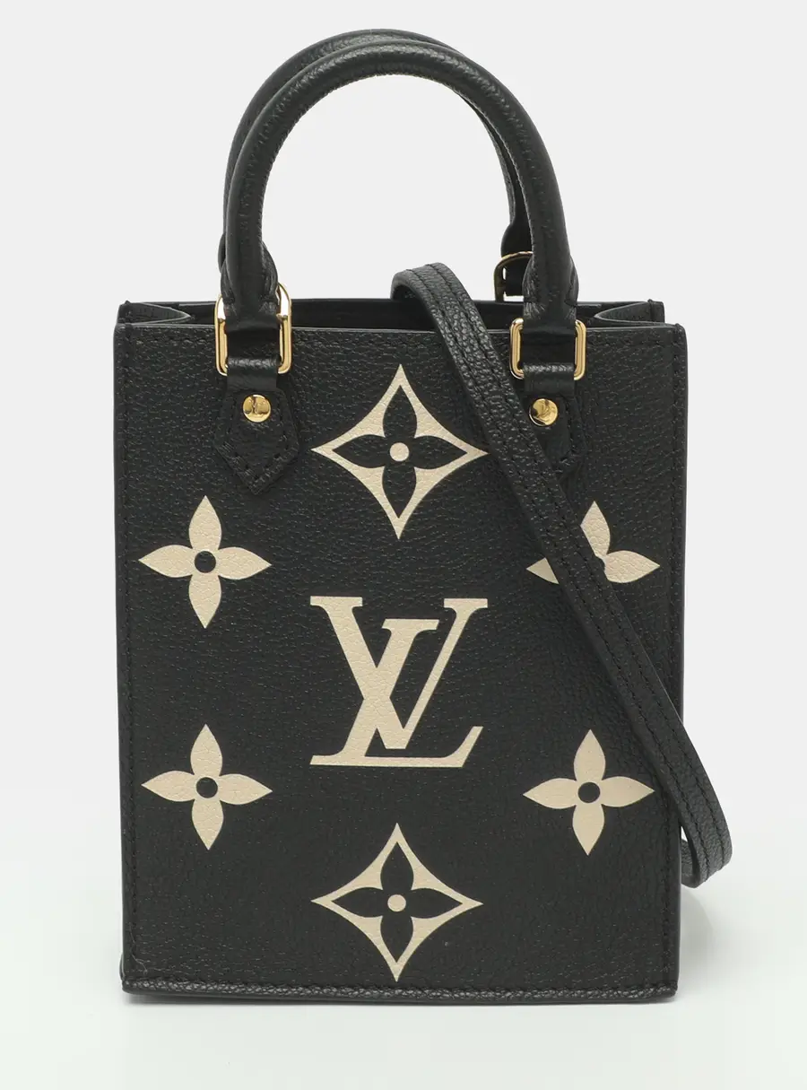 Louis Vuitton Sac Plat Petit Black Monogram Empreinte Leather Tote