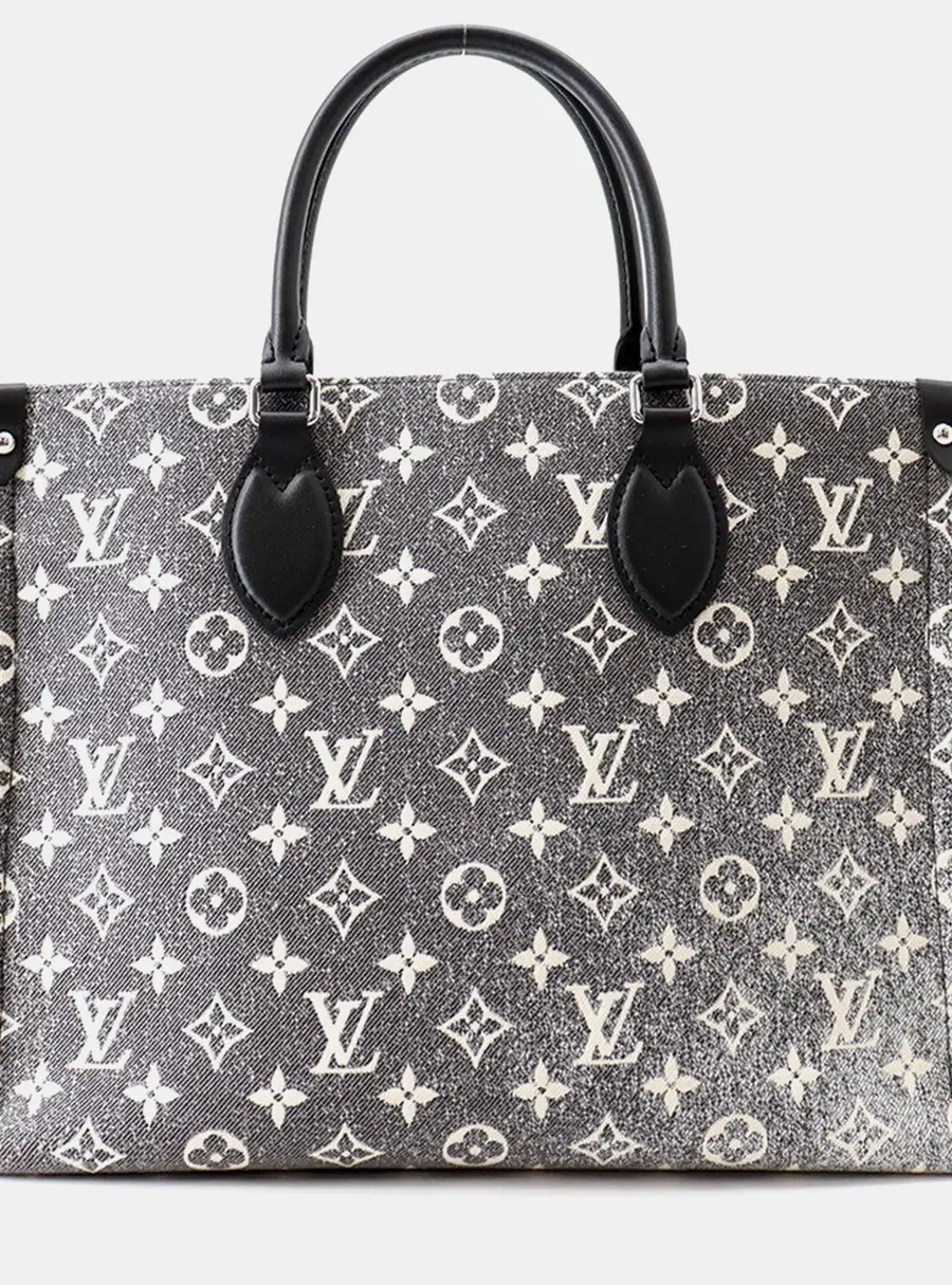 Louis Vuitton Onthego Gray Monogram Jacquard Denim Size MM