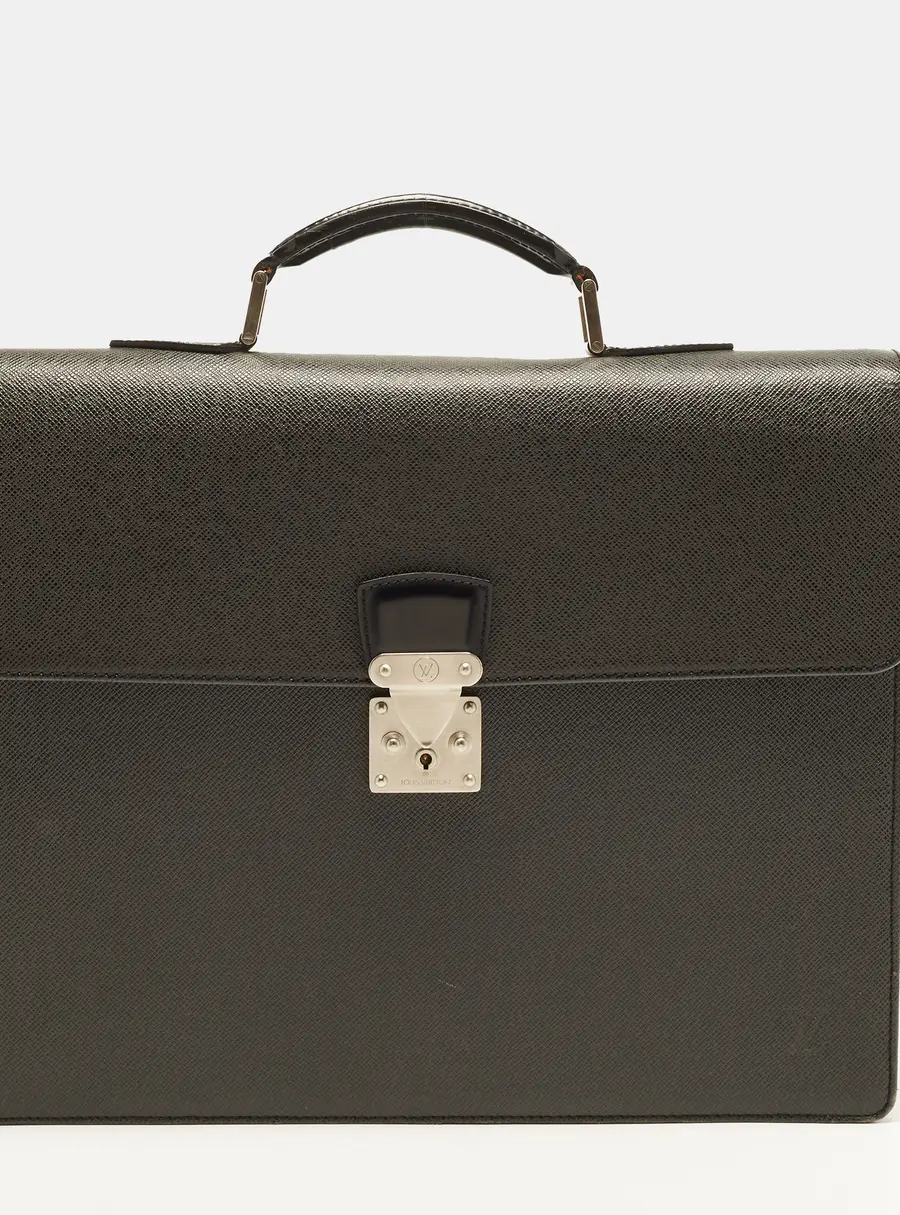 Louis Vuitton Robusto 1 Black Taiga Leather Briefcase
