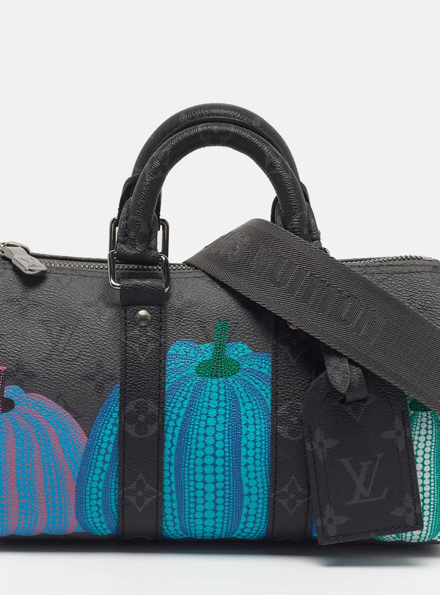 Louis Vuitton x Yayoi Kusama Keepall Bandoulière 25 Monogram Eclipse Reverse Pumpkin Canvas Satchel