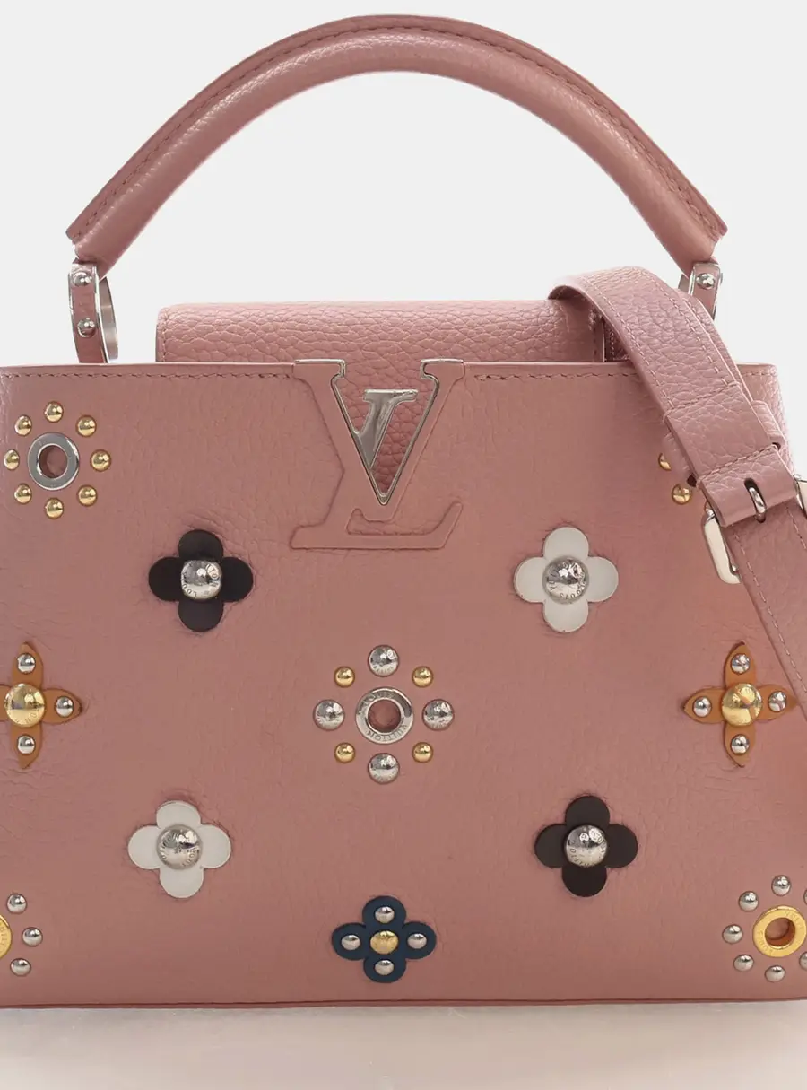 Louis Vuitton Mechanical Flowers Capucines BB Pink Taurillon Leather Top Handle Bag