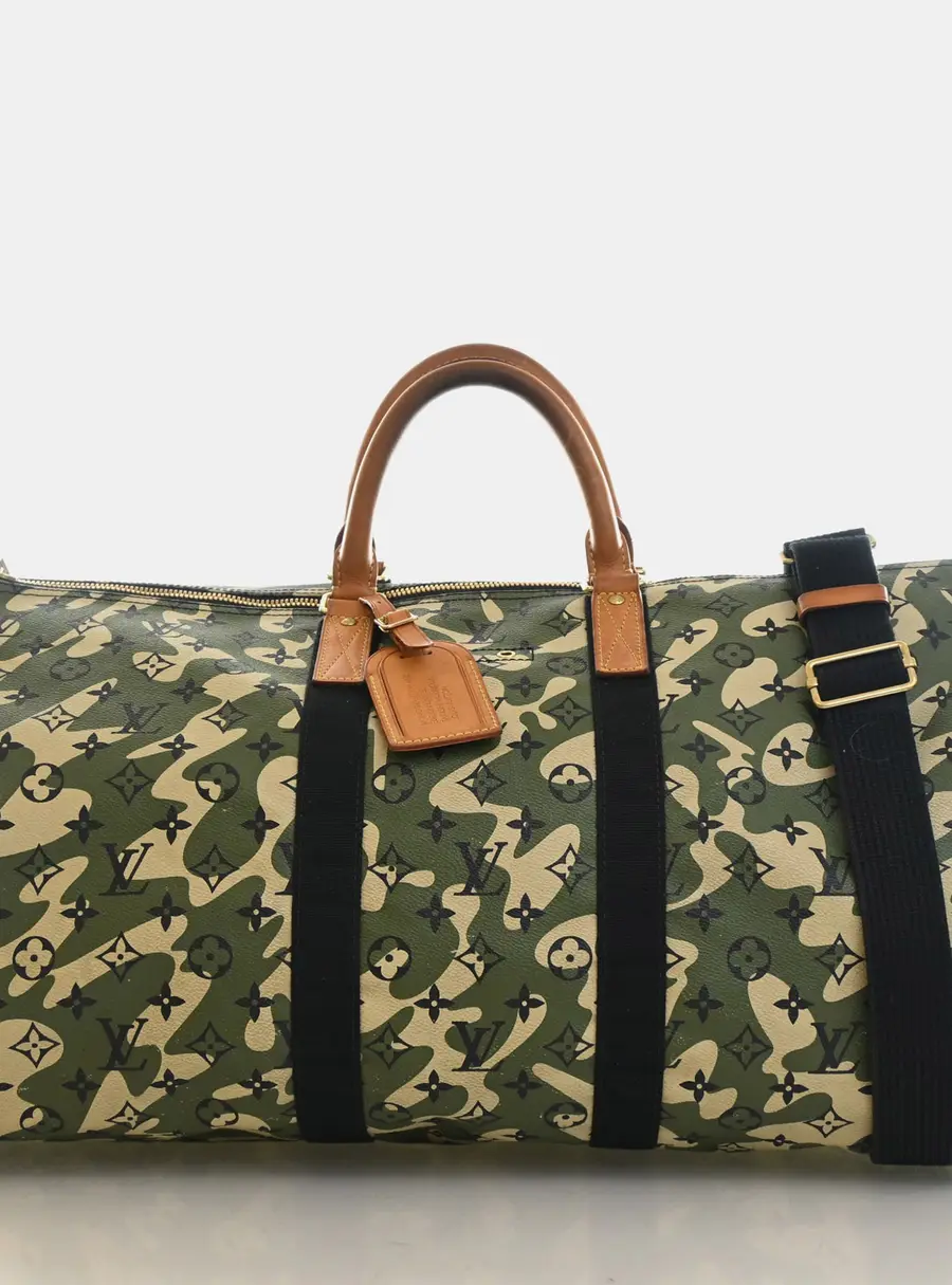 Louis Vuitton Monogramouflage Keepall Bandouliere 55 Green Canvas Top Handle Bag