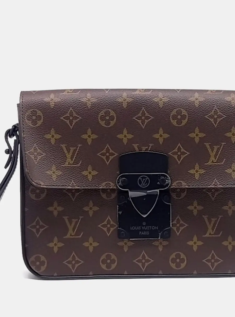 Louis Vuitton S-Lock Brown Coated Canvas A4 Pouch M80560
