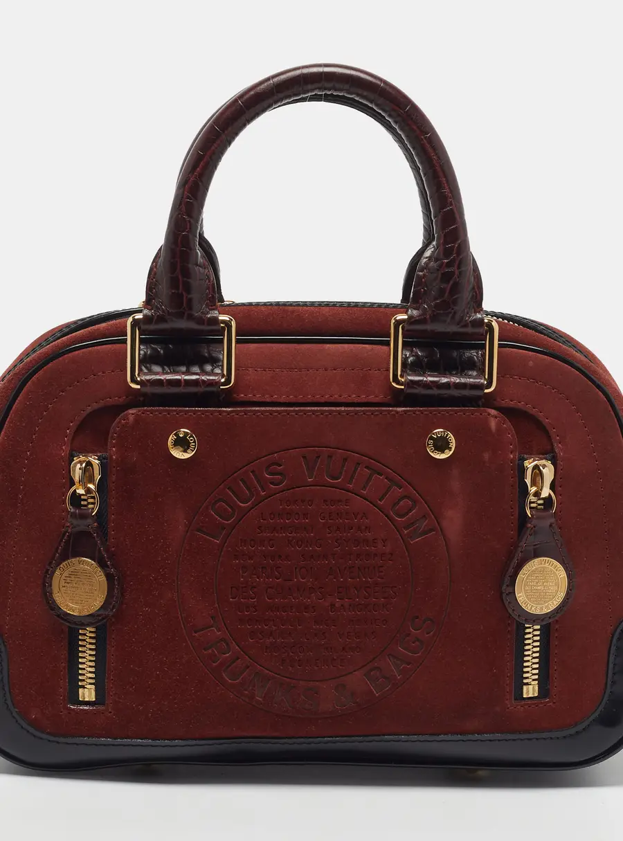 Louis Vuitton Havane Stamped Trunk PM Brun Suede Bag