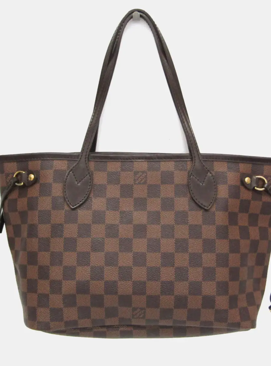Louis Vuitton Damier Ebene Neverfull PM Ebene Coated Canvas Leather Tote Bag