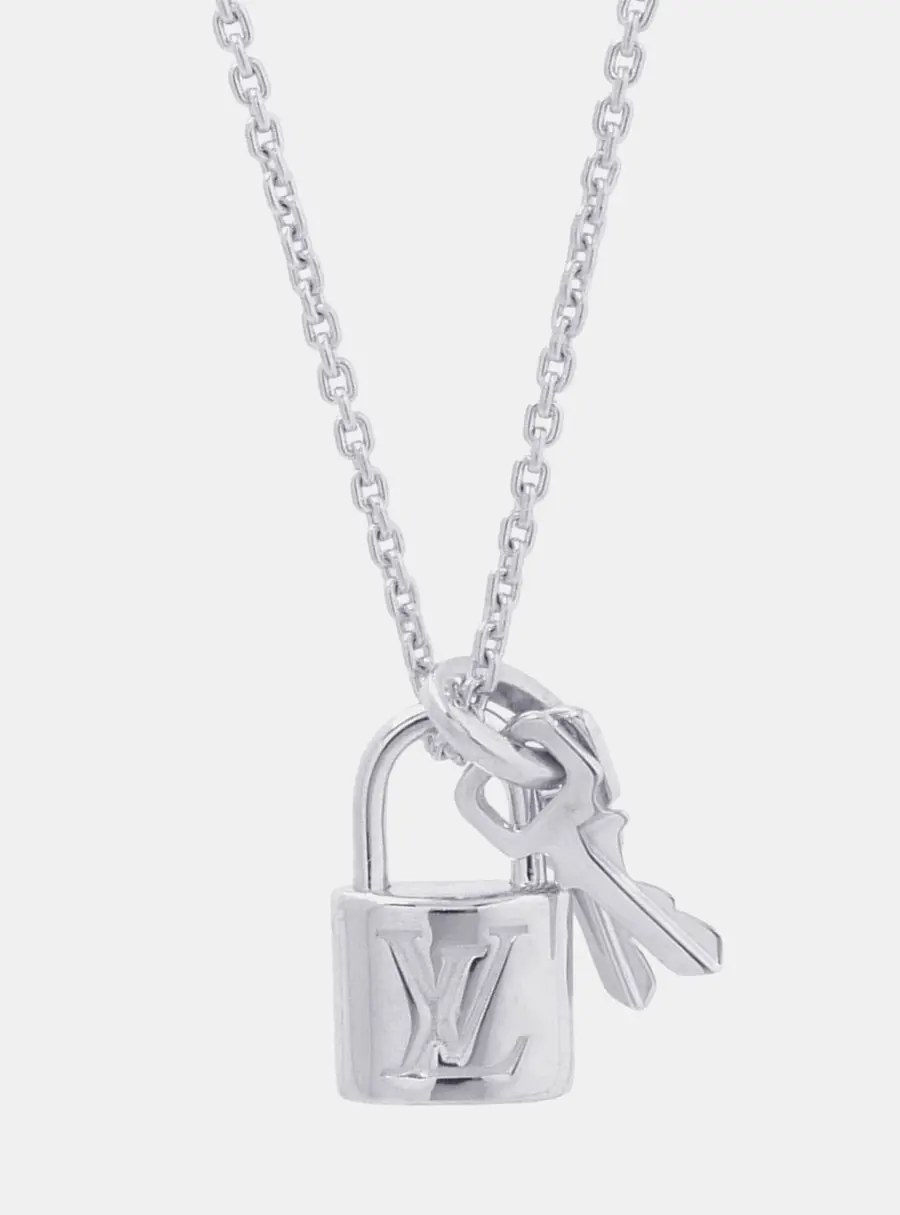 Louis Vuitton Pendant Lock It Necklace 18K White Gold