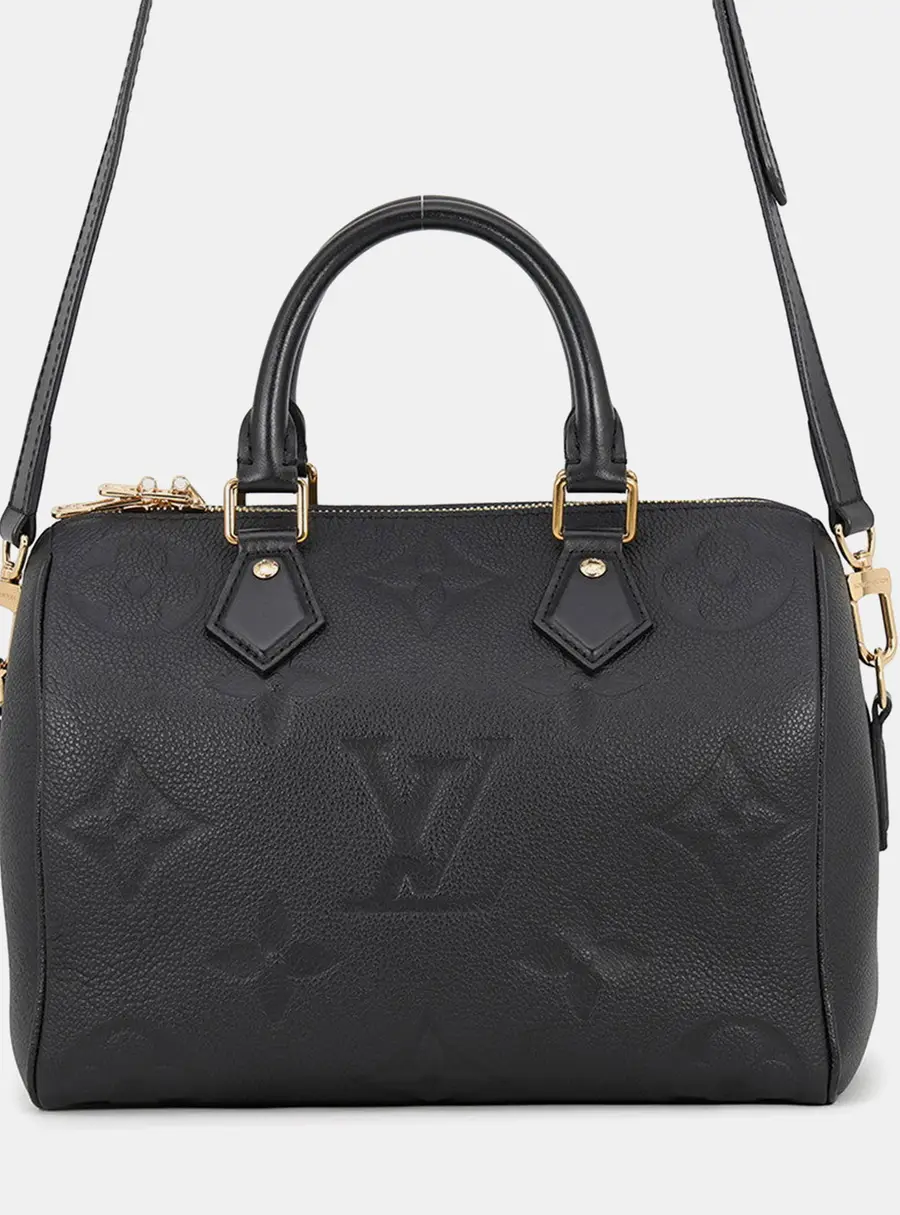 Louis Vuitton Speedy Bandouliere Noir Monogram Empreinte Leather Size 25