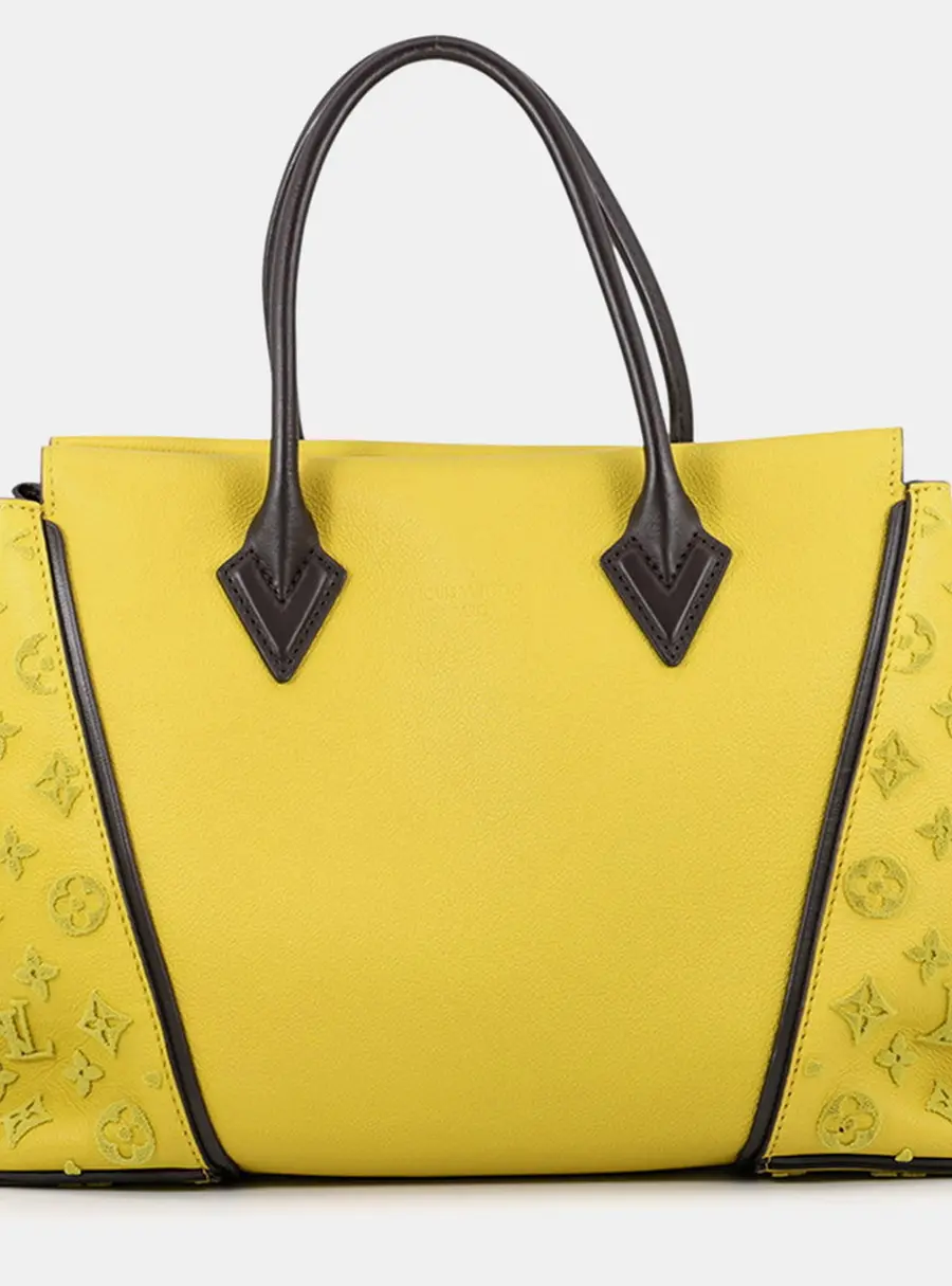 Louis Vuitton Tote W Pistachio/Brown Veau Cachemire Calf Leather Monogram Velour Size Pm