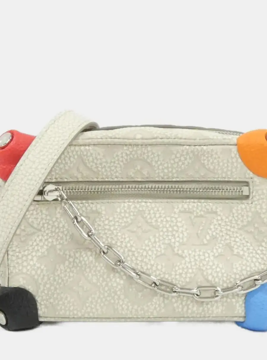 Louis Vuitton Climbing Mini Soft Trunk Chalk Gray Taurillon Monogram Leather Shoulder Bag