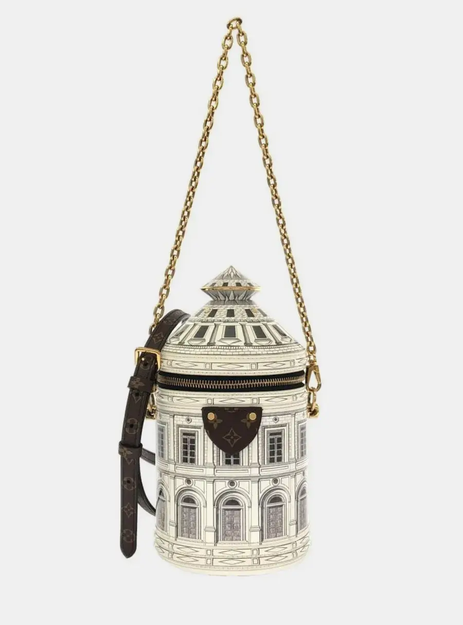 Louis Vuitton Cannes One Size White Printed Patent Calfskin Leather Monogram Canvas Shoulder Bag