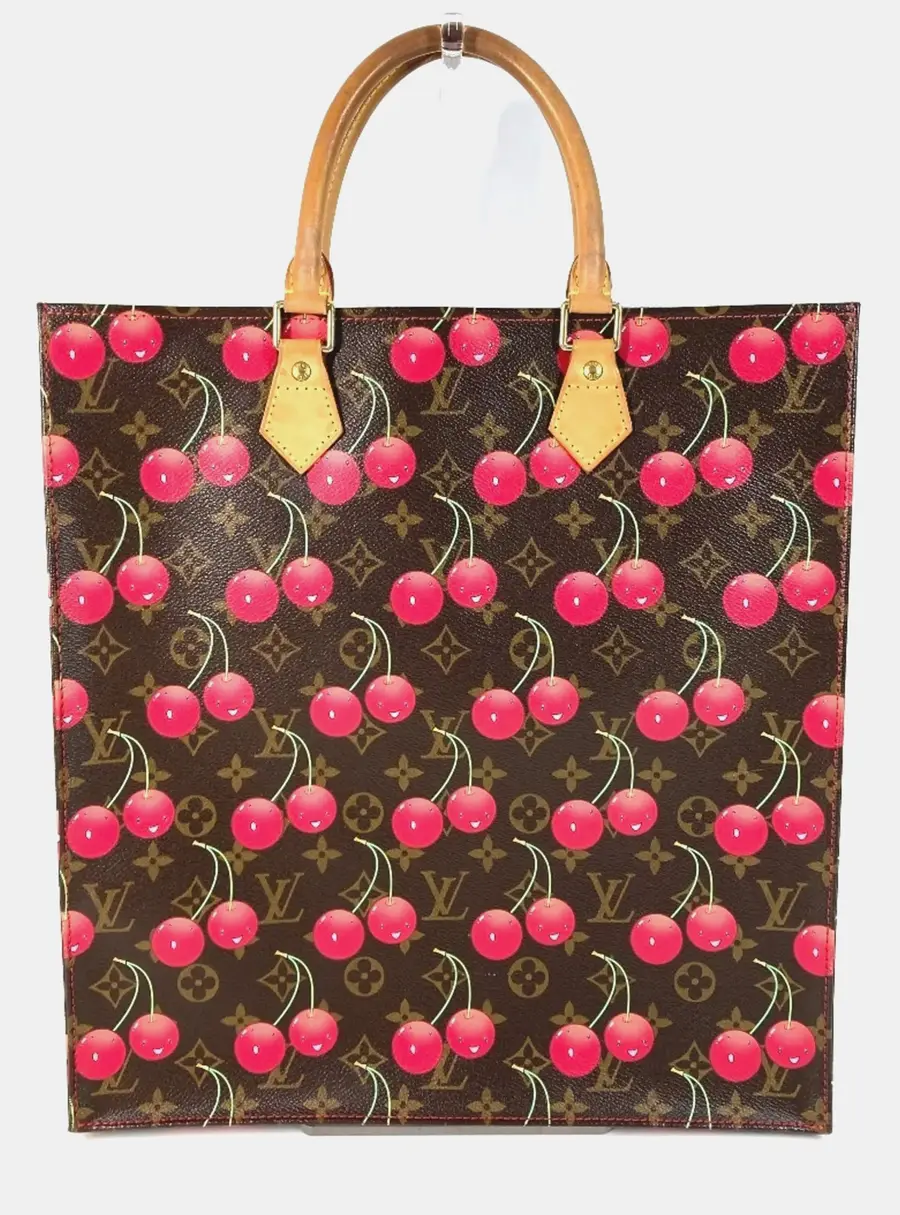 Louis Vuitton Takashi Murakami Monogram Cerises Sac Plat Brown Monogram Canvas Tote Bag