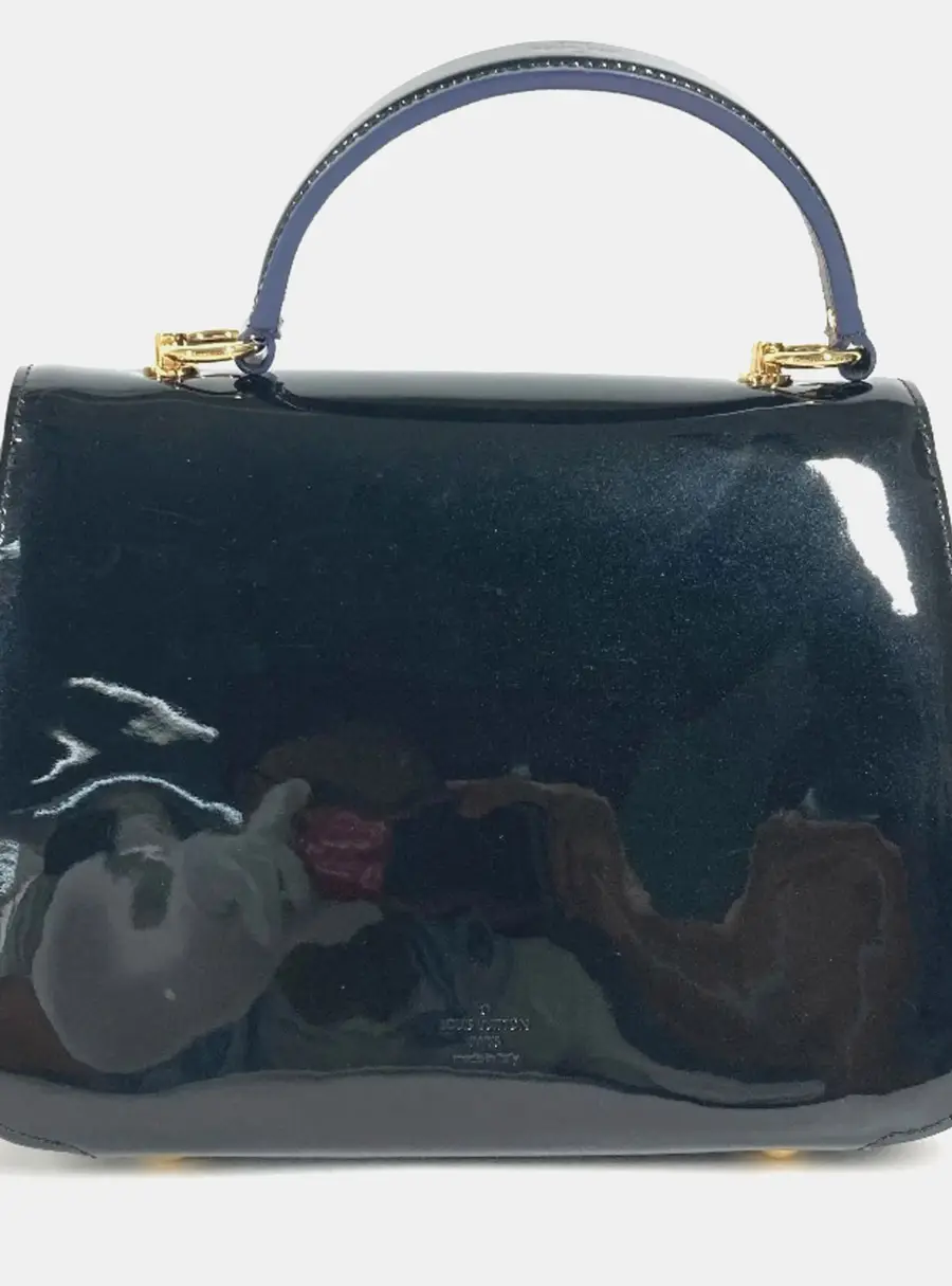 Louis Vuitton Cherrywood PM Black Monogram Canvas Patent Leather Top Handle Bag