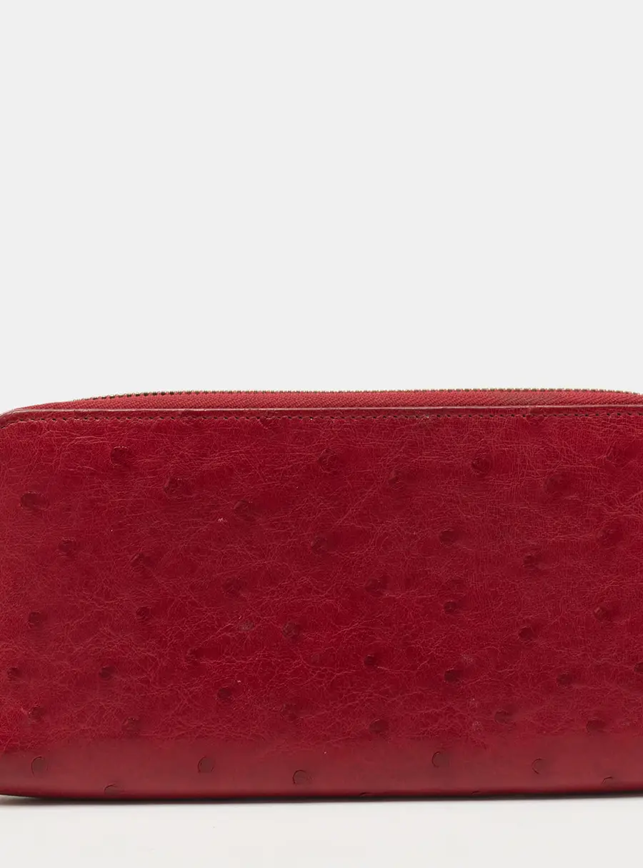 Louis Vuitton Red Ostrich Zippy Wallet