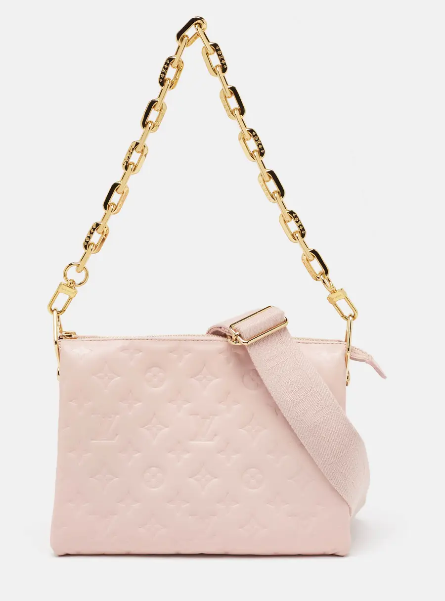 Louis Vuitton Soft Rose Pink Monogram Embossed Leather Coussin PM Bag