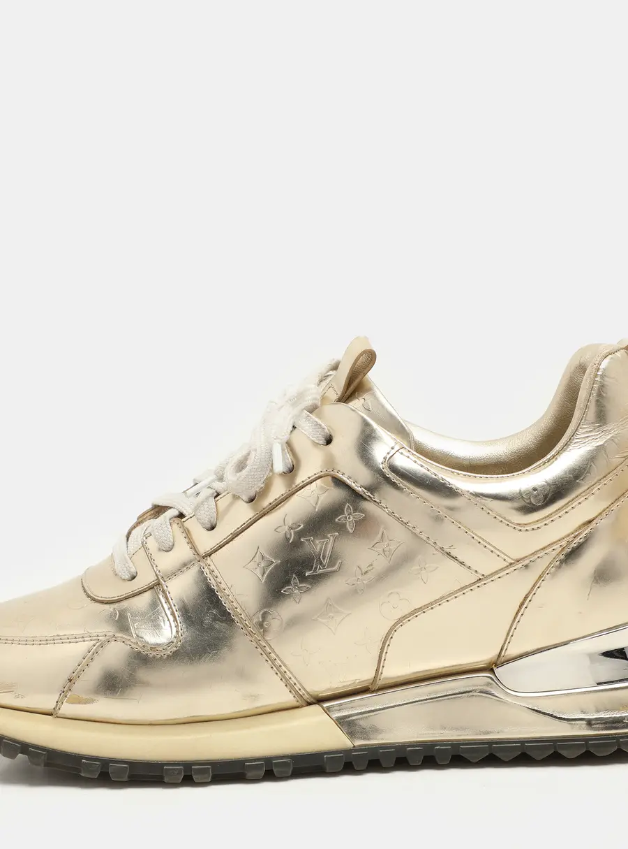 Louis Vuitton Gold Metalic Leather Run Away Low Top Sneakers Size 36