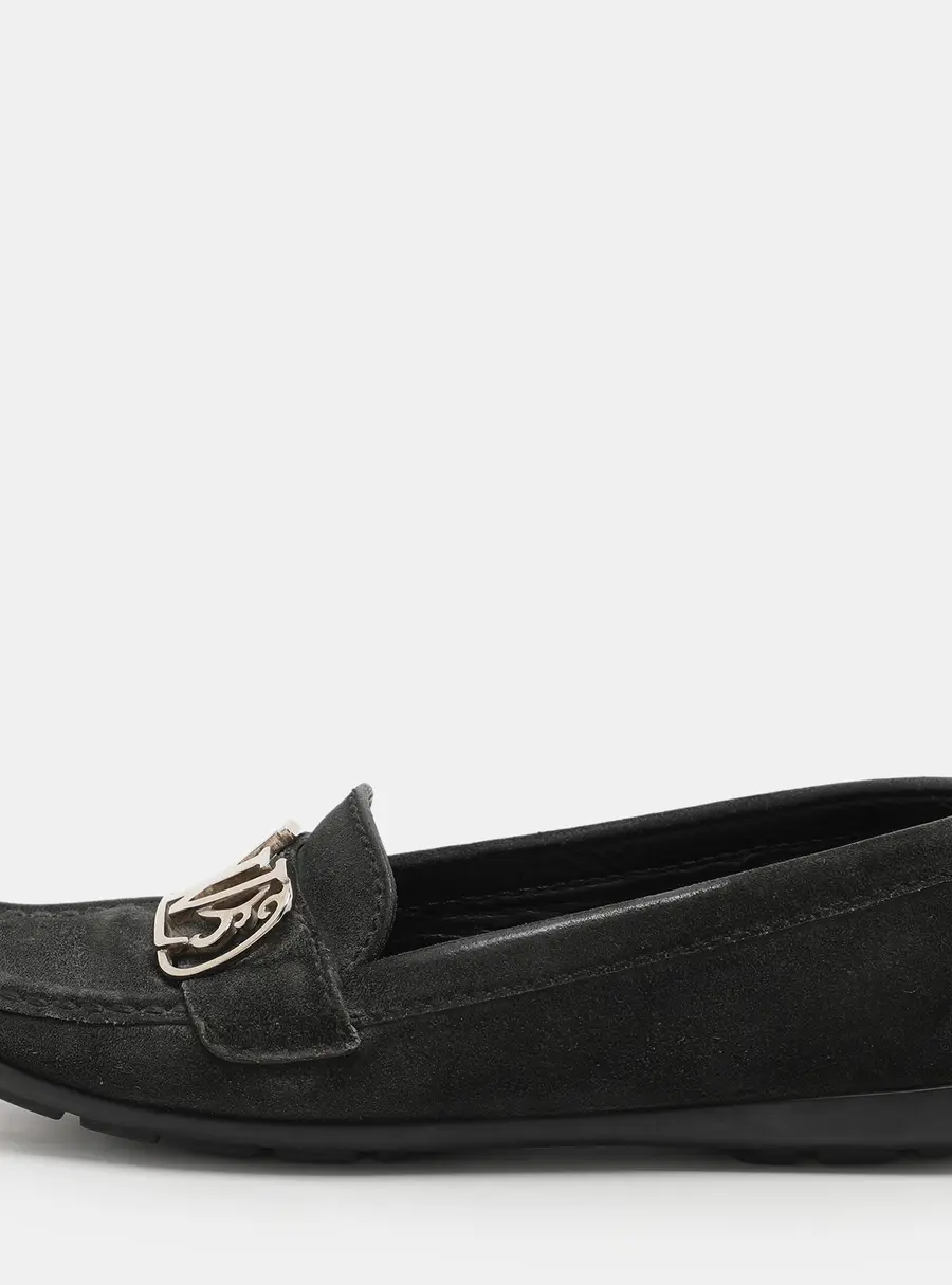 Louis Vuitton Black Suede Initiales Loafers Size 36.5