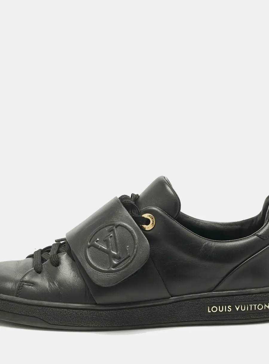 Louis Vuitton Black Leather Frontrow Low Top Sneakers Size 36.5